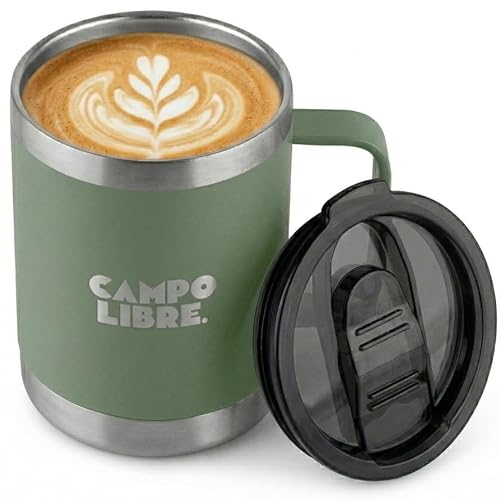 Campo Libre.® Tito I Edelstahl Thermotasse 350ml mit verschließbarem Deckel I Thermobecher Kaffee to go I thermobecher I Thermobecher mit Henkel Kaffeebecher to go thermo I thermo Kaffeebecher