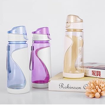 REMANG 600ml Sports Water Bottle, Motivational Water bottle for Sports GYM cycling picnic, Fitness Sipper Water Bottle(Multicolor)