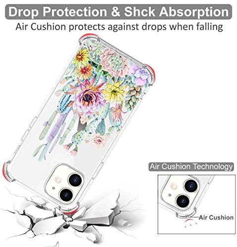 IiEXCEL iPhone 12 Case Cactus, iPhone 12 Pro Case Cactus, Prickly Pear Succulent Plants Clear Flexible TPU Bumper Protective Cover Case for iPhone 12 Pro/iPhone 12 5G 2020 6.1inch - Cactus