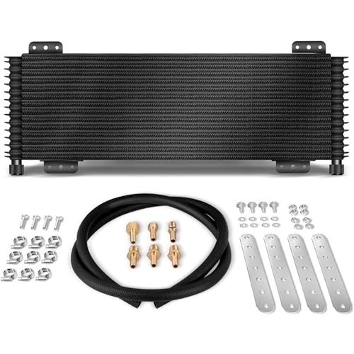 SINTLY LPD47391 Low Pressure Drop 40k Transmission Oil Cooler Compatible with Tru Cool Heavy Duty 40,000 GVW Max Trans Cooler with Mounting Hardware (Black)