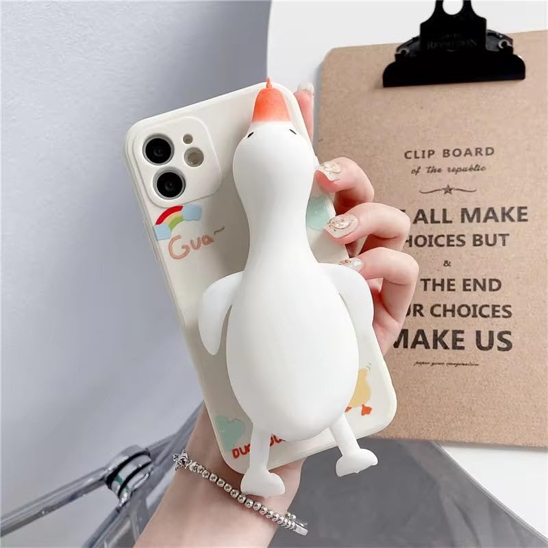 Image of COVERLY for iPhone 12 Pro 3D Duck Squeezy Cartoon Case,Premium Luxury Silicone Quack Stress Release Decor Case Cool Stand Game Full Protective Cute Kawaii Aesthetic Cover for Apple iPhone 12 Pro