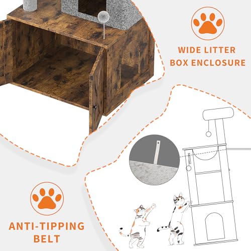 Torre para gato con caja de arena y rascador moderno miniatura 4