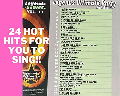 Legends Ultimate Karaoke Party Volume 11 CDG CD+G In The Style of Tommy James Jerry Lee Lewis Dion Sam & Dave Elvis Presley Tom Jones Del Shannon Frank Sinatra Brenda Lee The Crests Mamas and Papas