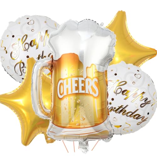 Feelairy Folienballon Bierflasche Deko, 5 Stück Luftballon Weinflasche Sektflasche Riesen Helium Ballons Bier Flasche Luftballons Happy Birthday Deko für Geburtstagsdeko Frauen Mann Party Deko