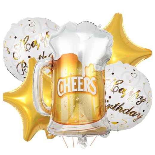 Feelairy Ballons Bière, 5 Pièces Ballon Bouteille de Vin Anniversaire Homme Gonflable Géant Ballon Bouteille Verres à Vin Aluminium Ballon Hélium Happy Birthday Décoration Anniversaire Femme