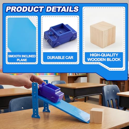 Image of 3 Pcs Inclined Plane Physics Kit with Cart & Block