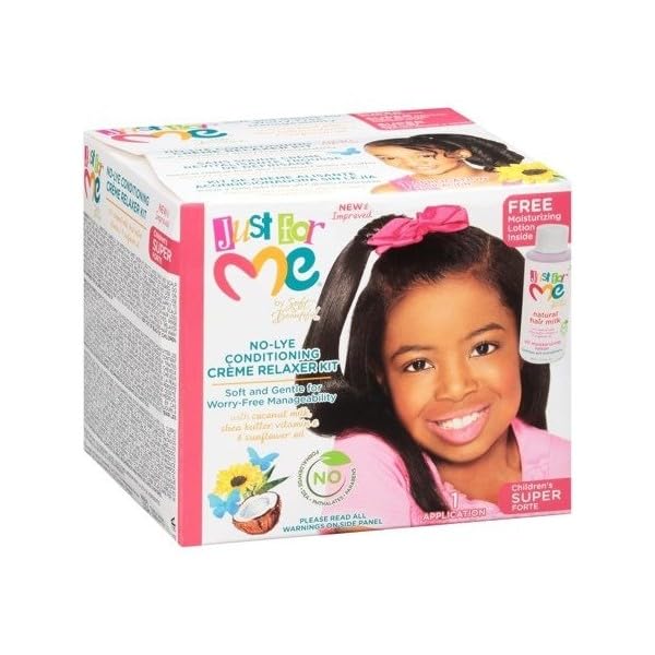 Just for Me Kit Défrisage sans Soude pour Enfants, Crème Relaxer Conditionnante No-Lye