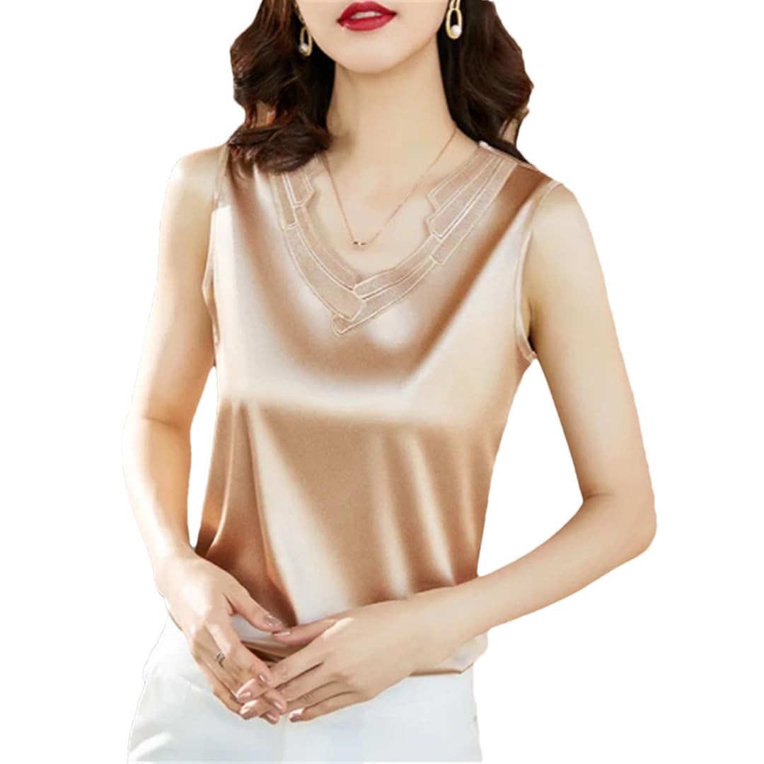 Camicette da donna con scollo a V ricamate in raso top in pizzo elastico