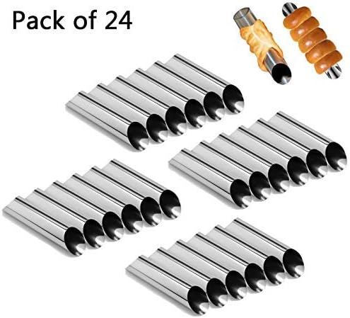 Cannoli Tubes - Set of 24 Stainless Steel Cream Roll Horn Molds Non-stick Cannoli Forms Pastry Moulds DIY Baking Bread Mold Tool