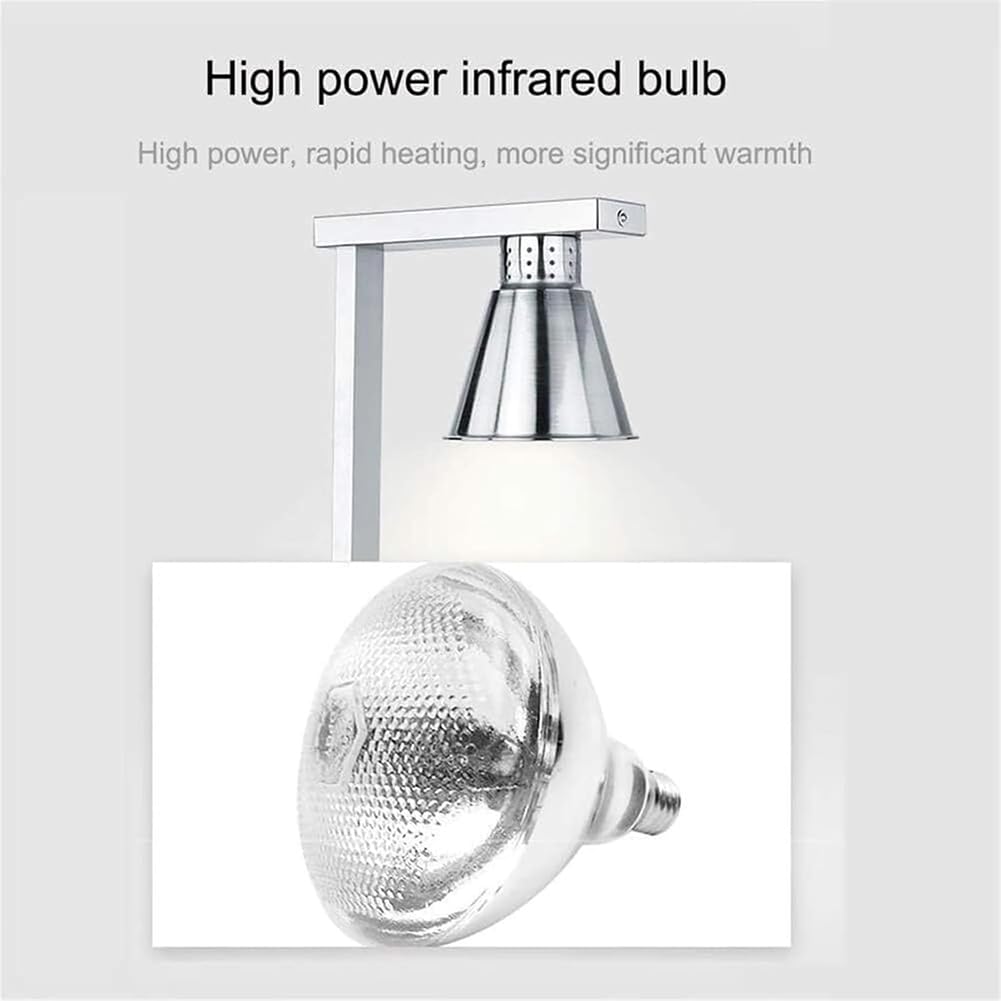 Lampada riscaldante per Alimenti, Lampada riscaldante a Buffet, scaldapiastre Calde elettriche, Piano da Tavolo Commerciale in Acciaio Inossidabile con Scudo in Vetro per Ristorante Cucina e Buffet