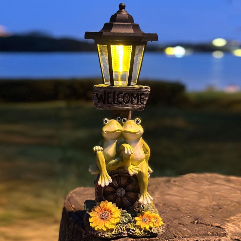 Solar Frog Garden Statue, Outside Frog Statue Gift - Outdoor Solar Garden Figurines Decorative Art Housewarming Gift Suitable for Balcony, Courtyard, and Lawn Decor - Image 2