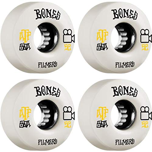 BonesWheels ATF Filmers White Skateboard Wheels - 52mm 80a (Set of 4)
