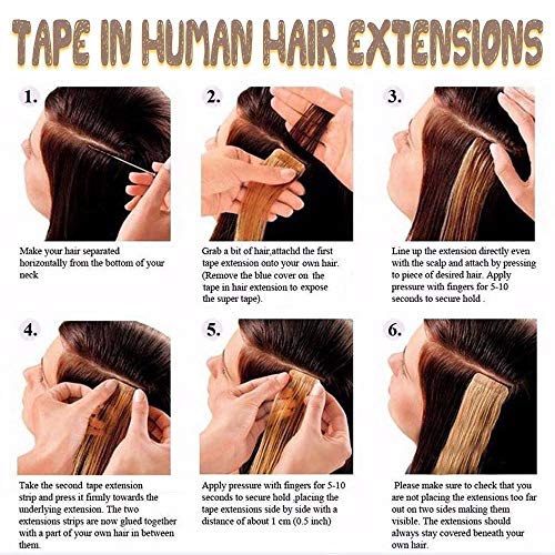 40cm Extension Capelli Veri Biadesivo 20 fasce