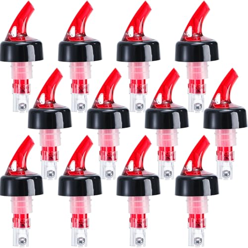 WUWEOT 12 Pack Automatic Measured Bottle Pourer, 1.5Oz Liquor Bottle Pourers, Quick Shot Spirit Pure Stoppers, Drinks Wine Cocktail Dispenser for Alcohol, Wine, Spirits, Home Bar Kitchen
