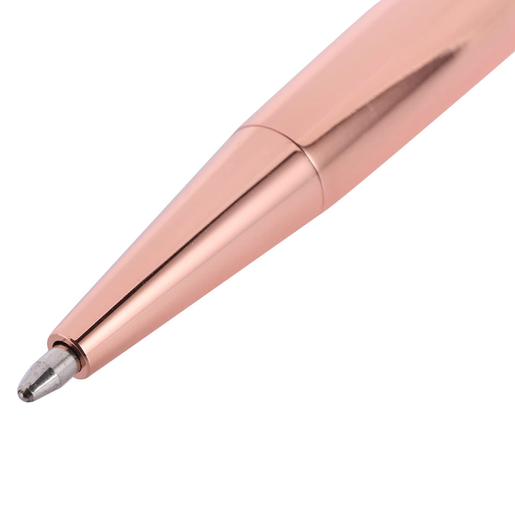 Penna a sfera in oro rosa con cristalli, inchiostro nero, con 18 mine aggiuntive (oro rosa, 18 pezzi)