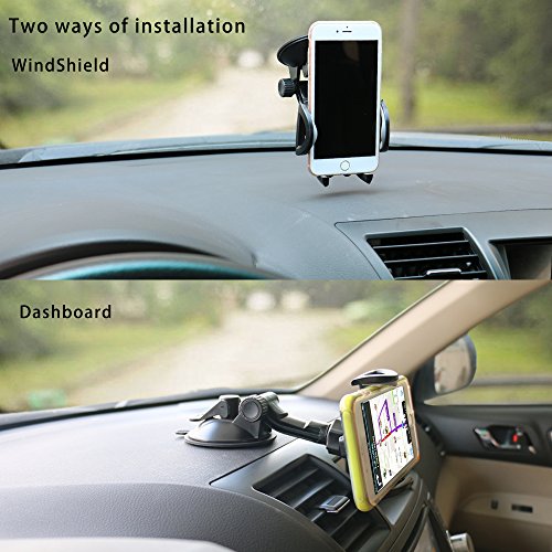 Car Phone Mount,OHLPRO Cell Phone Holder Car Dash Windshield Dashboard Universal 360°Adjustable Rotating for iPhone Samsung Sony Google All 4"- 6.4" Smartphones (Silver)