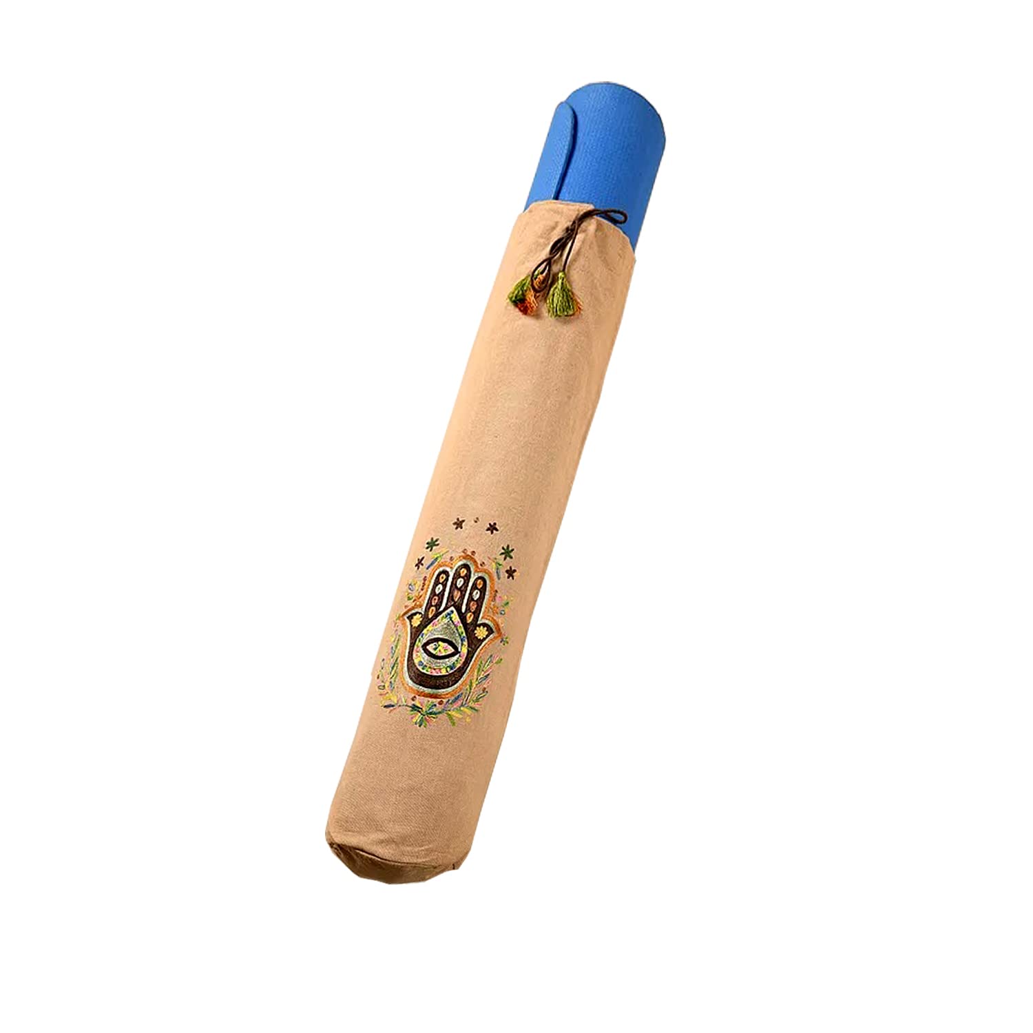 KANYOGA Yoga Mat Cover Bag | Cotton Exercise Fitness Durable | Mat Carry Bag Cover Only with Shoulder Straps | Yoga Mat Bag for Men & Women (Beige & Multi, L 74 X W 25 Cm) (B083JZ7HQD) Amazon Price History, Amazon Price Tracker