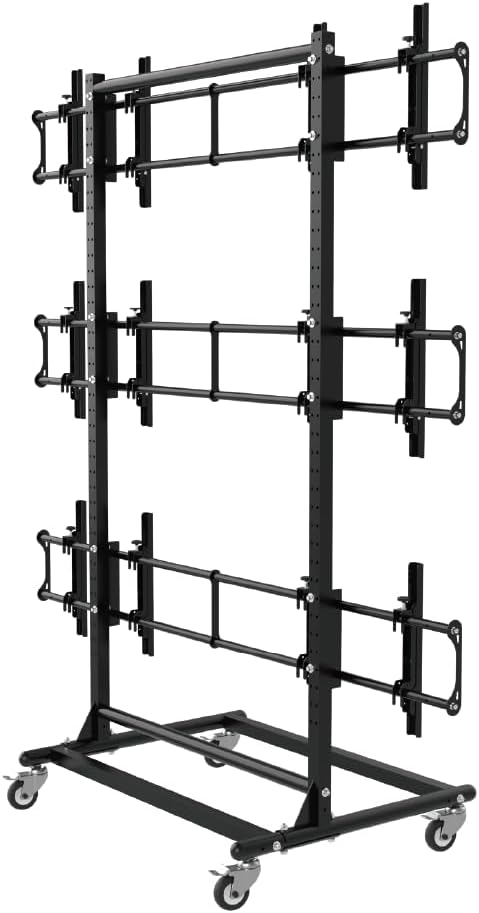 46-60" Mobile 2x3 Video Wall Mount with Wheels, Heavy Duty VESA 600x400 Multi-Display Bracket System
