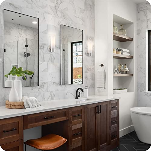 Kira Home Sol 10" Modern 1-Light Wall Sconce With Frosted Glass Shade, For Bathroom/Vanity, Brushed Nickel Finish, 2-Pack #TOP2