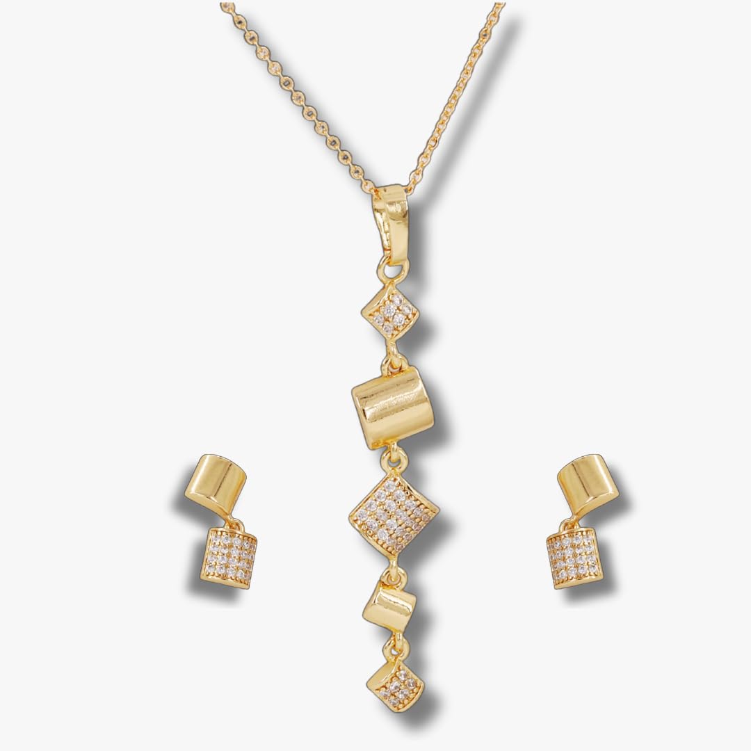 VIJAY Women's Elegant Design Long Pendant Chain with Earing Set