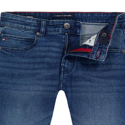 Image of Tommy Hilfiger Boys' 5-Pocket Stretch Slim Straight Leg Denim Jean, Zipper Fly & Button Closure