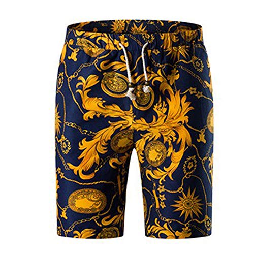 JanJean Mens Printed 2 Pieces Hawaiian Shirt Suits Short Sleeve Button Shirt with Drawstring Shorts Beachwear3