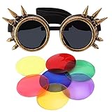 LELINTA Spiked Goggles Steampunk Welding Goth Cosplay, Copper Color Frame + 7 interchangeable lens
