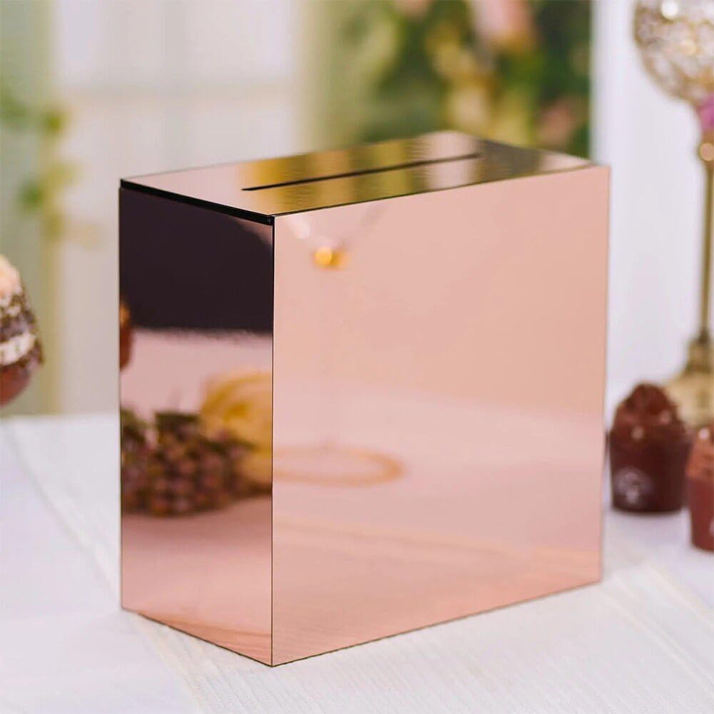 Boîte De Carte De Mariage en Acrylique avec Machine À sous, Rose en Orroir des Boîtes D'enveloppe De Lettres Souhaitant Une Boîte d'argent pour l'anniversaire De Réception De Mariage