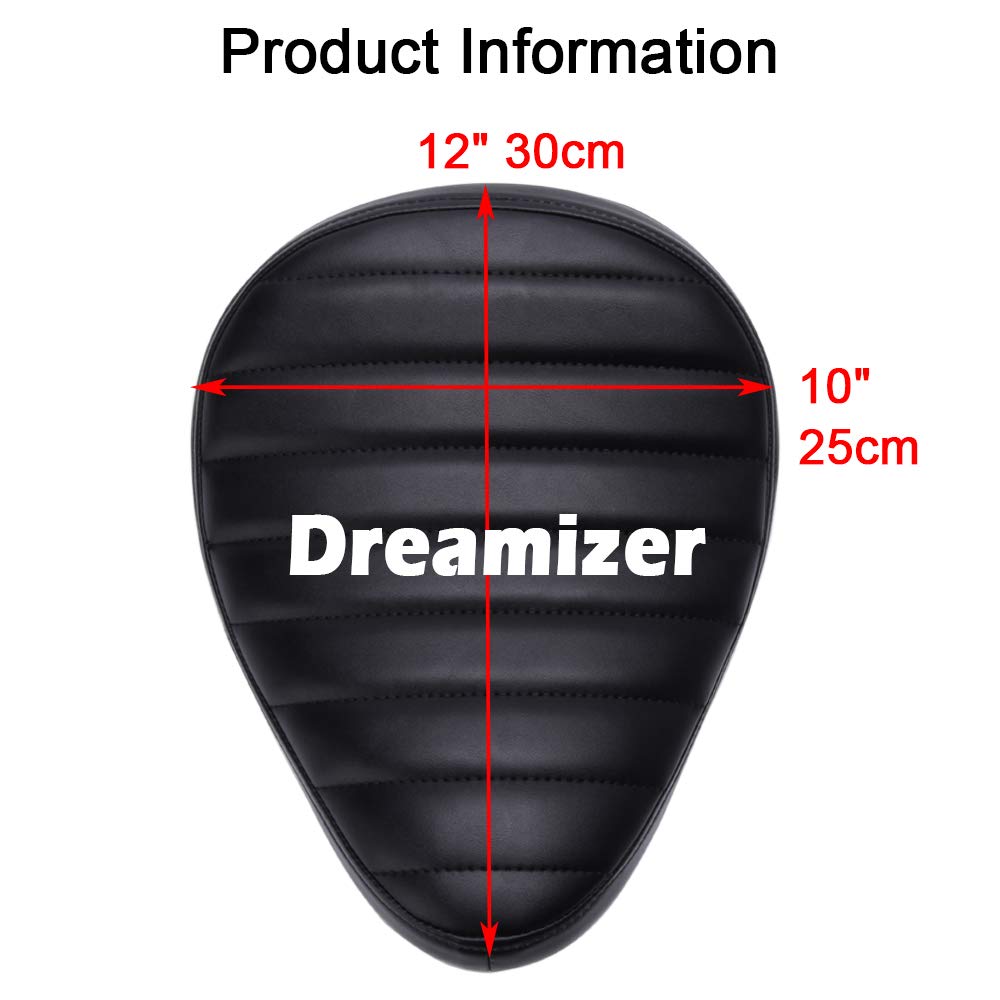 DREAMIZER Nero Spesso Sella Bobber per Moto, Sedile Singolo Moto per Sportster XL883 1200 Dyna Cross Bones Chopper Custom