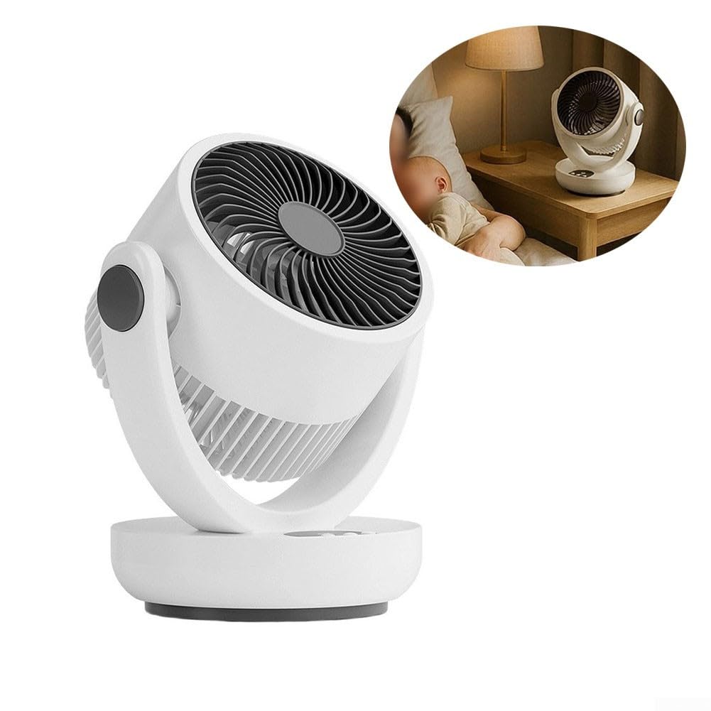 Ventilador de mesa silencioso de 12 pulgadas con fuerte flujo de aire – Ventilador de escritorio con 3 USB para oficina y dormitorio – Ventilador de refrigeración personal inclinable 21 x 21 x 30 cm