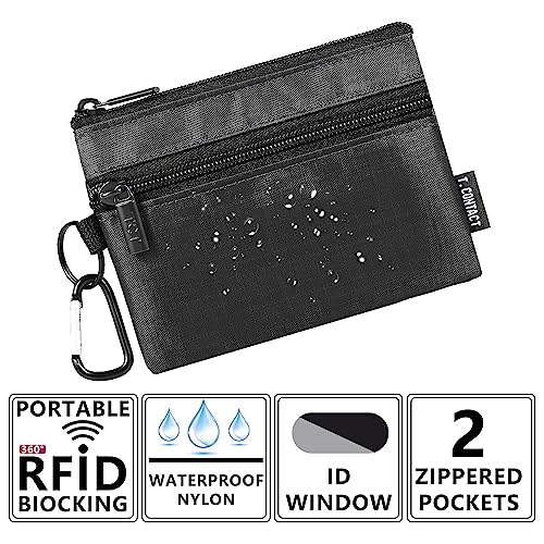 Slim RFID Blocking card holder with ID Window & Keychain - Waterproof, Compact, and Secure for Men & Women - Minimalist Design with Lanyard(Black)3