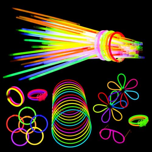 Prtoworior Conjunto de 100 barras luminosas para crianças, fluorescente, brilho no escuro, Páscoa, casamento, Halloween e Natal, pacote de suprimentos para festas