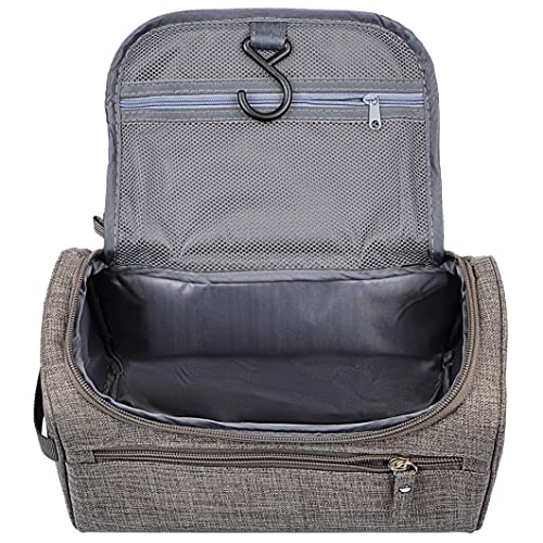 Image of Mens Travel Shaving Toiletry Bag Small Hanging Wash Organizer Dopp Kit Travel Accessories, Frosted Grey