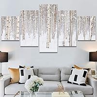 SIGNWIN 5 Panel Canvas Wall Art Modern Art Forest Multicolor Photography Relax/Calm Romantics Scenic for Home Decorations Ready to Hang - 60