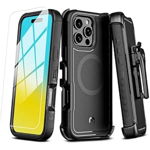 M MYBAT PRO for iPhone 16 Pro Max Case,Maverick Series Case with Belt Clip Holster,[Compatible with Magsafe] w/Screen Protector,Anti-Drop,Shockproof,w 360°Rotating Kickstand,Heavy Duty Prote
