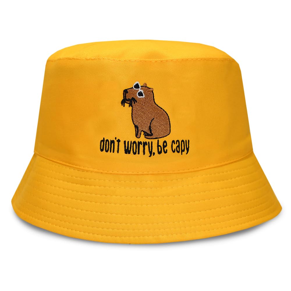 Teddyt's Yellow Children's Capybara Don't Worry Be Capy Bucket Sun Hat (Yellow) (Uk, Age, 3 Years, 6 Years, )