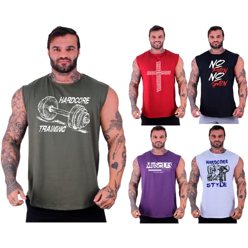Kit 5 Regatas Machão Longline Masculina MXD Conceito Sem Manga Treino Academia Musculação Estampada