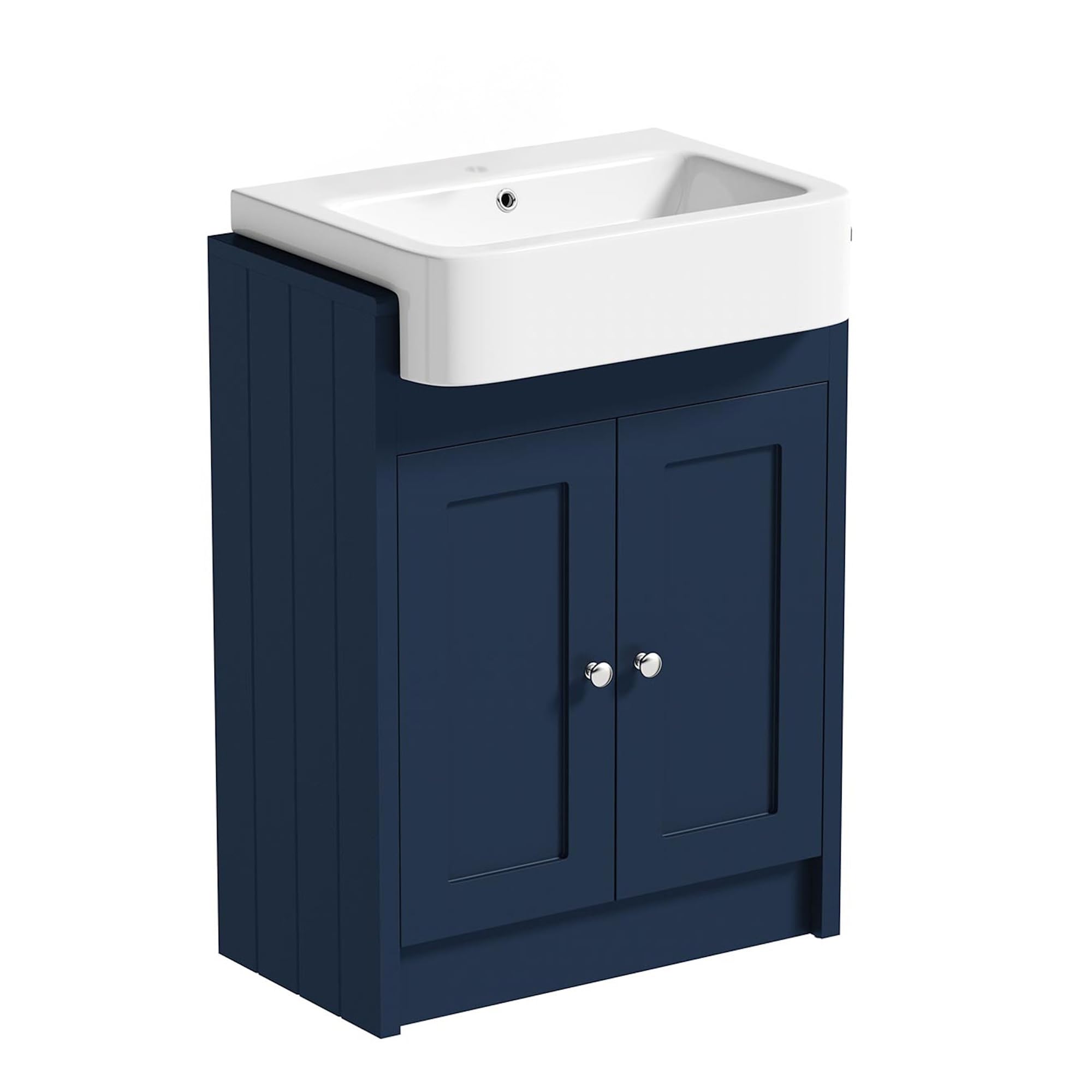 BELOFAY Vanity Unit with Basin | 600mm Floor-Standing Bathroom Vanity Unit with Basin | Matte Blue | Soft-Close Hinges & Round Handles | With 1 Tap Hole, Waste Included, Crawlex Blue