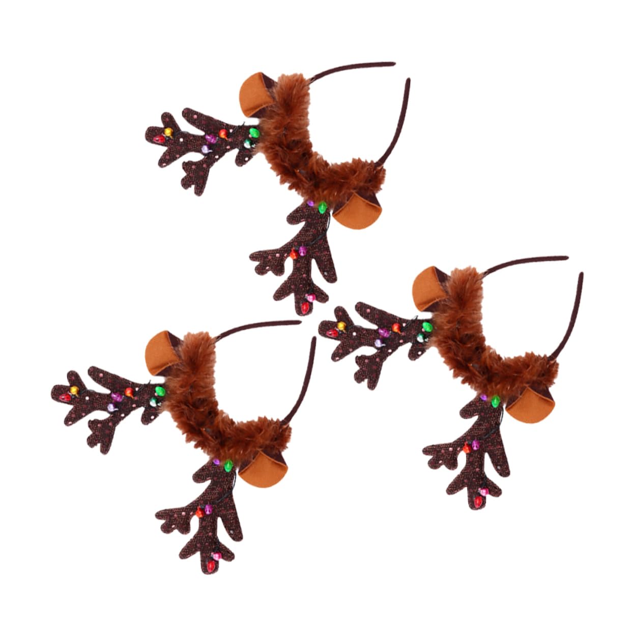 DOITOOL 3stücke Weihnachtsstirnband mit Geweihmotiv Leuchtendes Weihnachtsstirnband Led-haarschmuck für Damen und Junge Mädchen aus Hochwertigem Material