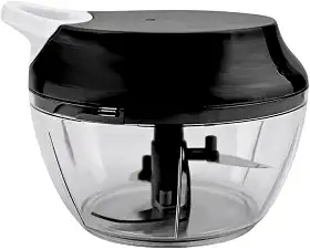 Processador de Alimentos Grande 500ml Triturador Com Três lâminas Em Inox Manual Acionamento Por Corda Retrátil (Preto)