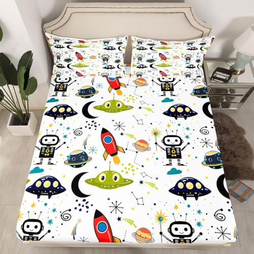 Drap-housse extraterrestre imprimé de qualité pour lit enfant