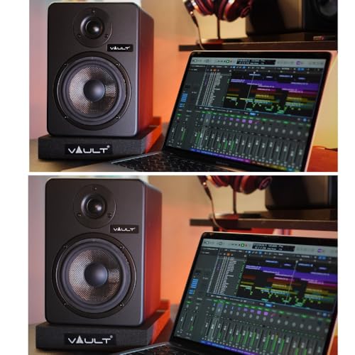 Image of VAULT C5 5-Inch Powered Studio Reference XLR Computer Monitors Speakers - Pair with Acoustic Foam Pads