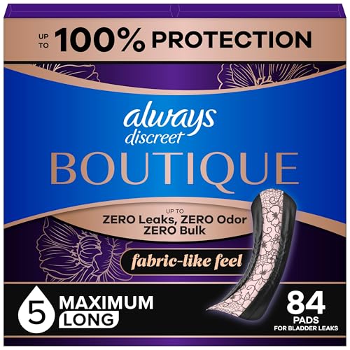 Always Discreet Boutique Adult Incontinence & Postpartum Pads For Women, Size 5, Heavy Long Abondant longues, 28 Count x 3 Packs (84 Count total) (Packaging May Vary) - image 1