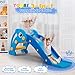 TOBBI Kids Slide for Indoor and Outdoor, Freestanding Slide for Toddler Playground Slipping Slide Climber Toy Playset with Basketball Hoop & Ball, Sky Blue