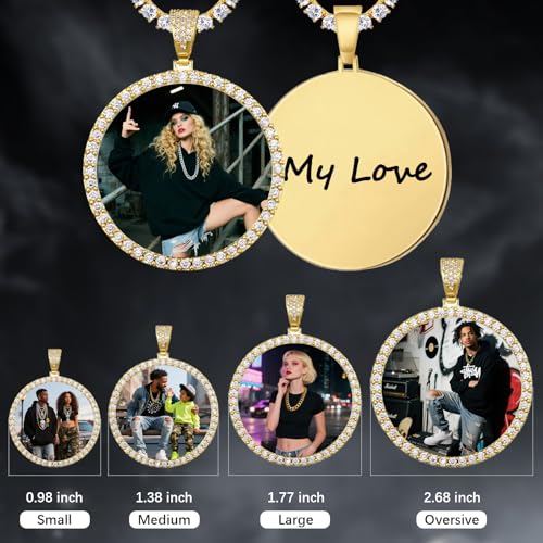 Personalized Big Circle Chain Custom Pendant for Men Women Oversized Picture Necklace with Cubic Zirconia Hip-hop Jewelry for Friends Lovers Family2