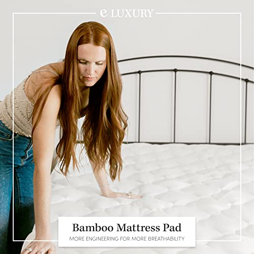 Eluxurysupply Double Thick Rayon Bamboo Mattress Topper With Fitted Skirt - Extra Plush Cooling Bamboo Mattress Pad - Hypoallergenic Down Alternative Fill - Queen #TOP1
