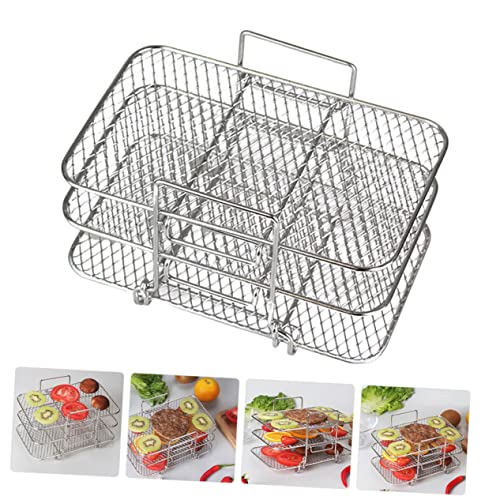BESTonZON Dreischichtiger Gedämpfter Grillrost Luftfritteuse Grillrost Luftfritteuse Spießgestell Luftfritteuse Ofenpfanne Fritteuse Für Kuchenbackformen Zu Hause Dreischichtiger – Bild 8