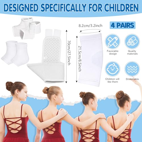 Image of Tarpop 2 Pairs Kids Ankle Brace Set Foot Support Stabilizer Wraps Protector Guard Knitted Ankle Sleeve Sock Support Compression Socks for Injury Prevention(White,Medium)