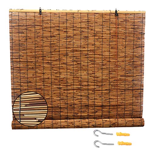 ZHUOZ1T Persianas de Caña Persianas Enrollables de Bambú,Cortina de Paja Natural Retro,Sombra Romana para Uso Exteriores e Interiores,Parasol/Transpirables,Personalizable(70x100cm/28x39in)