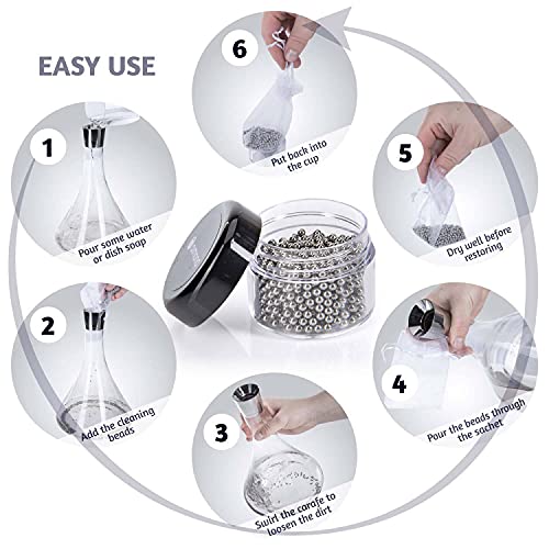 Reinigungskugeln für Glasgefäße Deluxe Reinigungsperlen für Glas-Karaffen, Flaschen, Vasen, Dekanter UVM. aus rostfreiem… – Bild 5